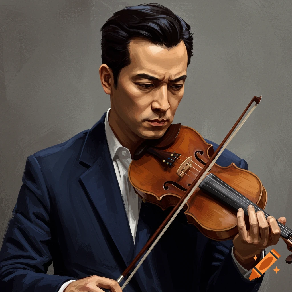 A man playing the violin