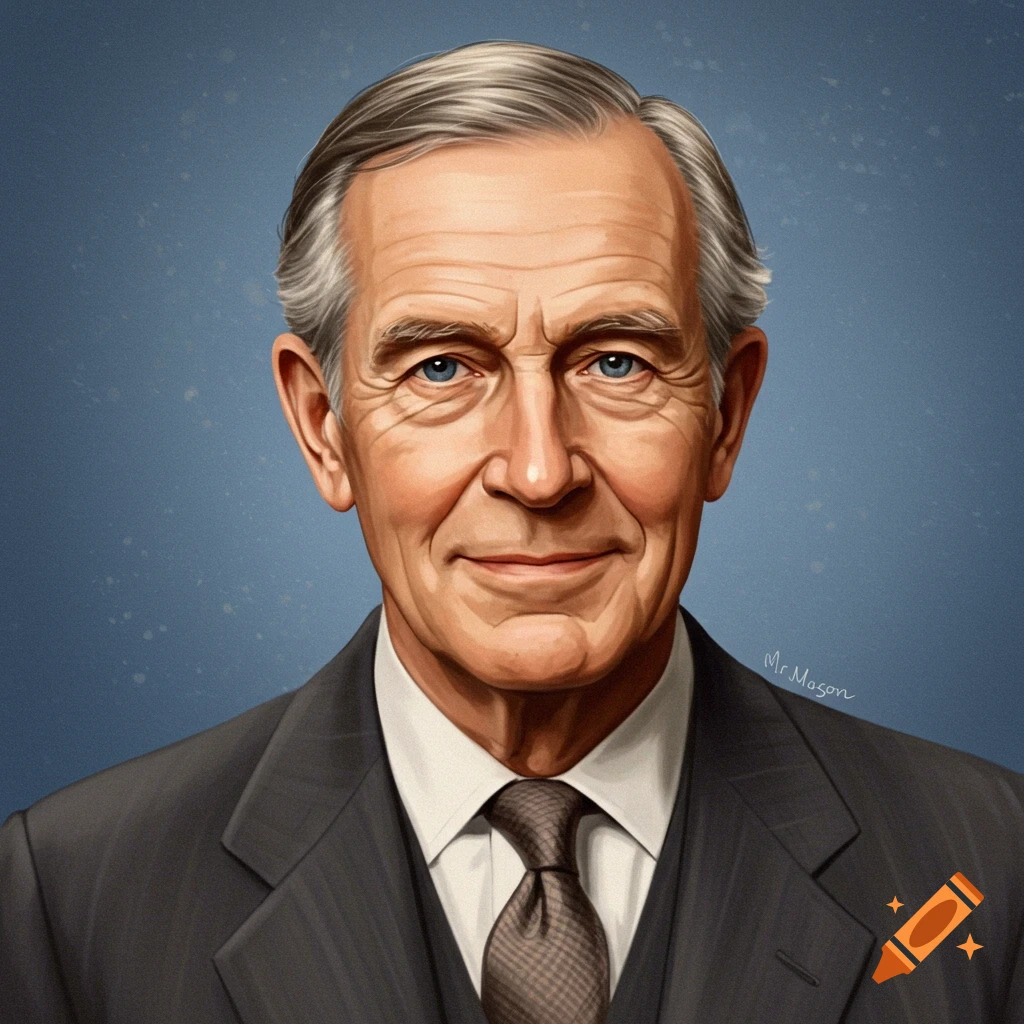 Portrait of an older man in a suit.