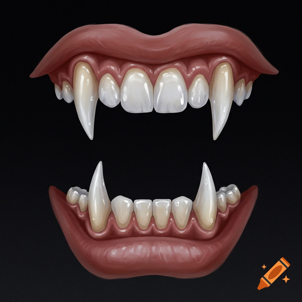 Open vampire mouths with large fangs.