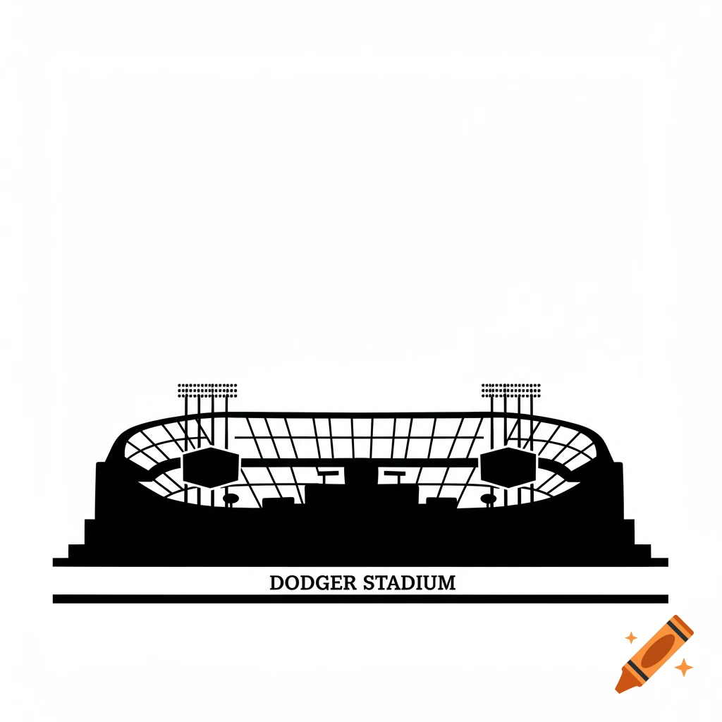 Black silhouette clipart of Dodger Stadium.
