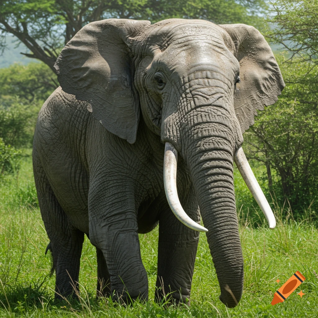 African elephant standing in a grassy field