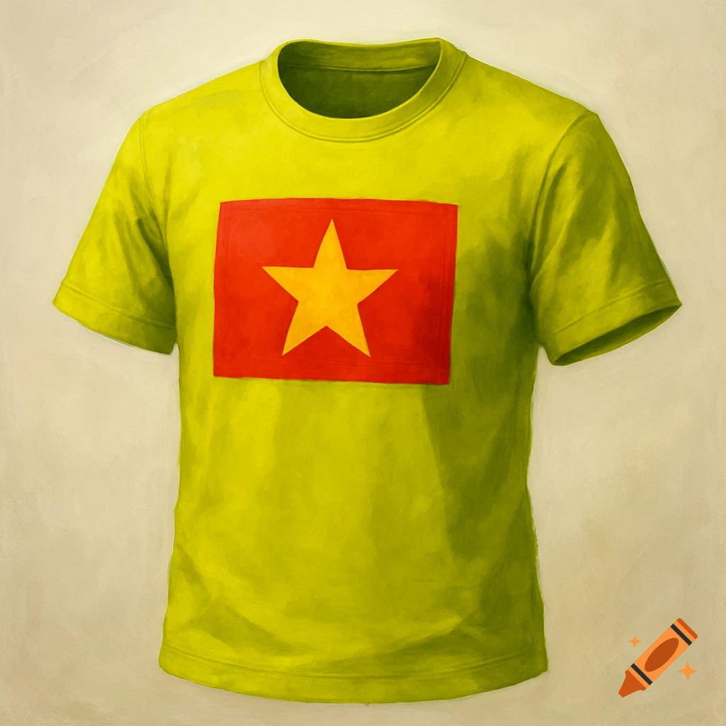 A yellow-green t-shirt features the Vietnam flag.