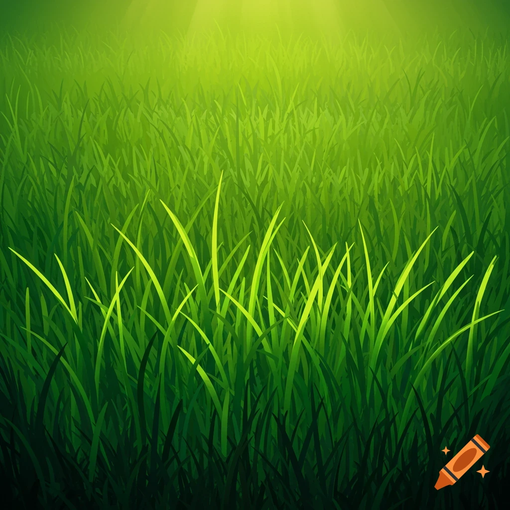 Tall green grass with light shining down.