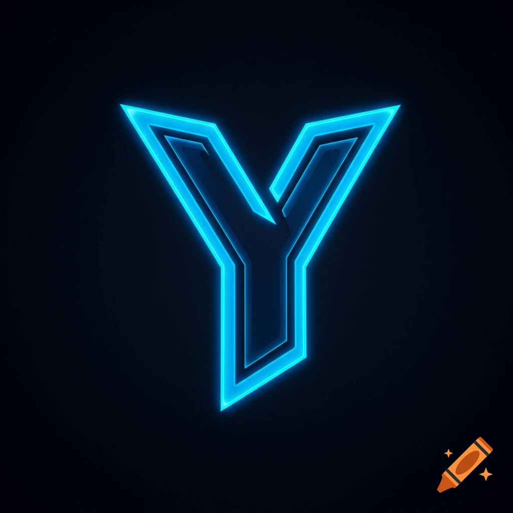 A stylized glowing blue letter Y on a dark background.