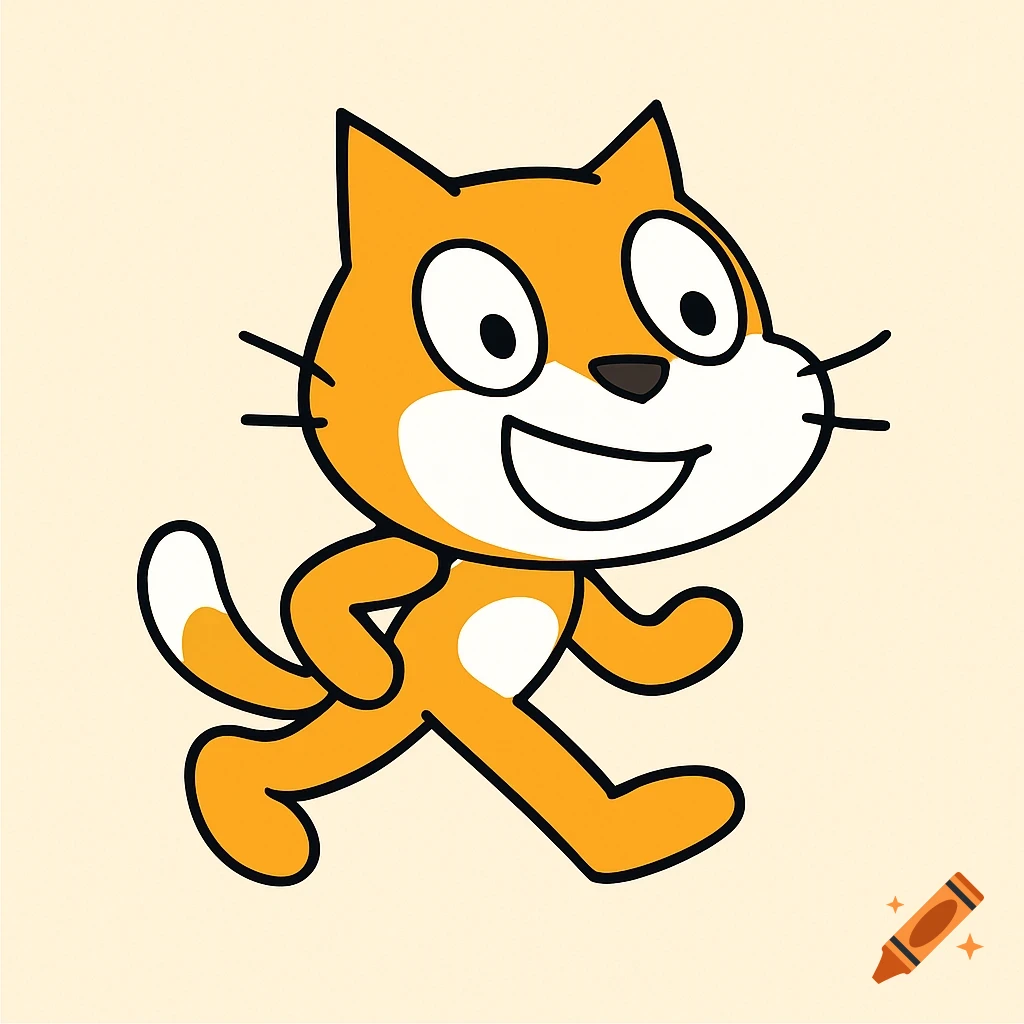 Cartoon orange and white cat running