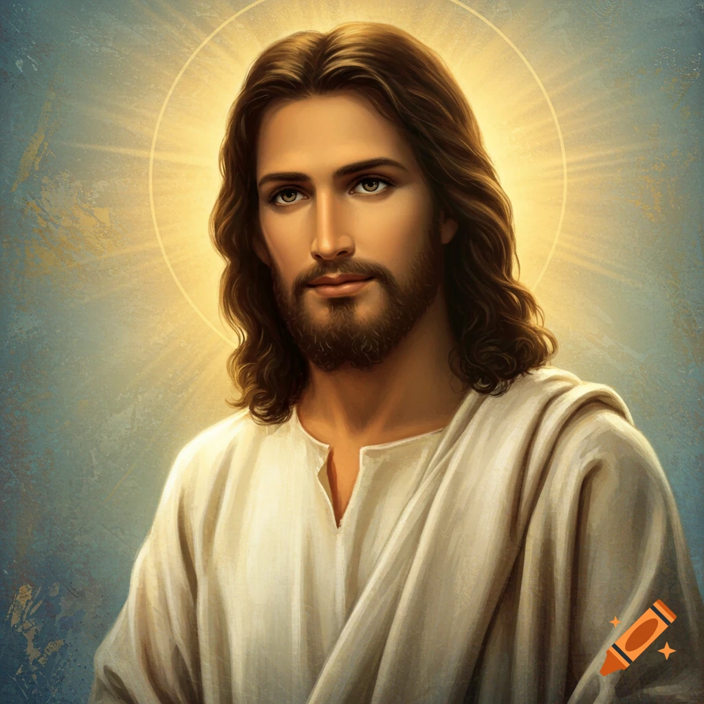 A depiction of Jesus with a halo