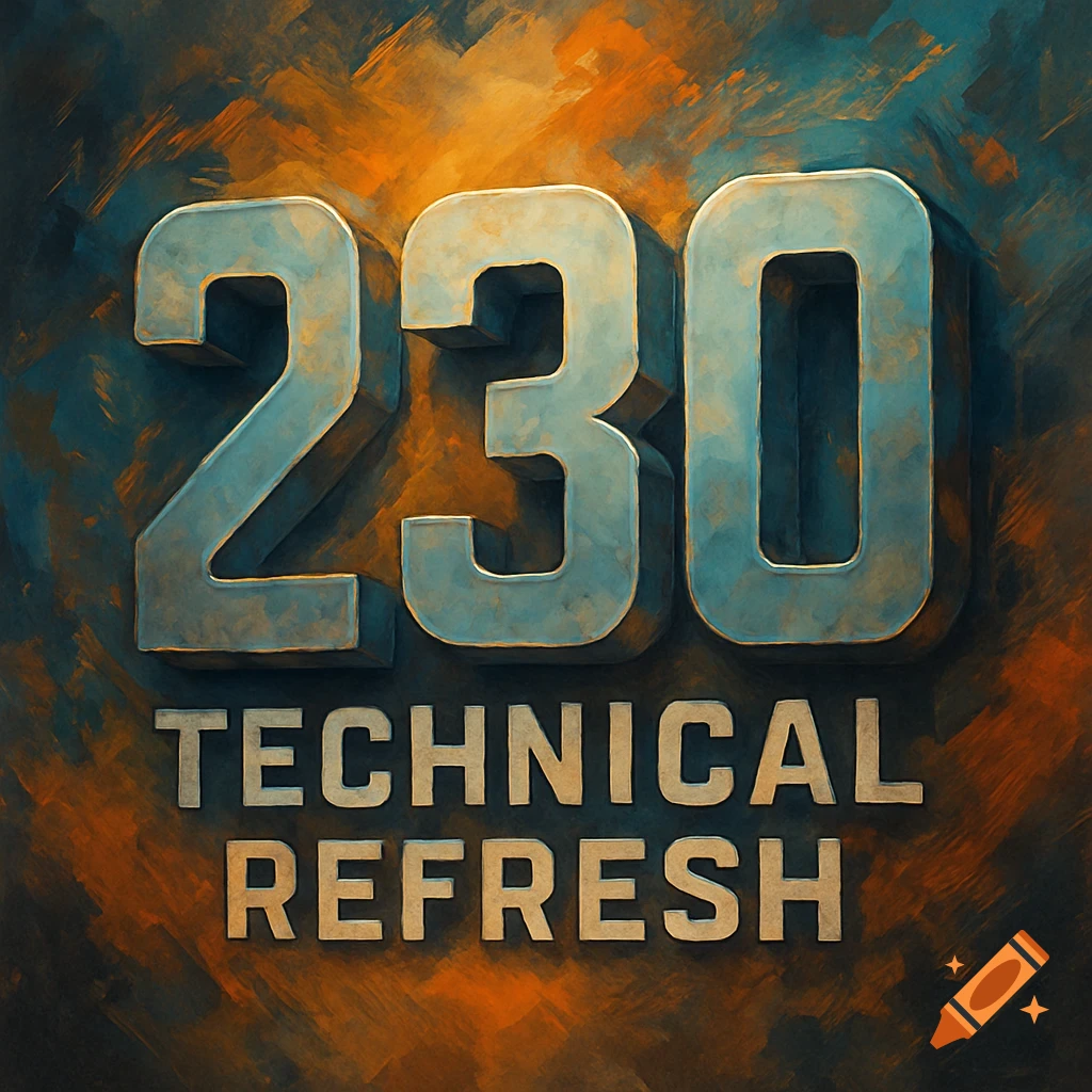 The number 230 and text 'TECHNICAL REFRESH'