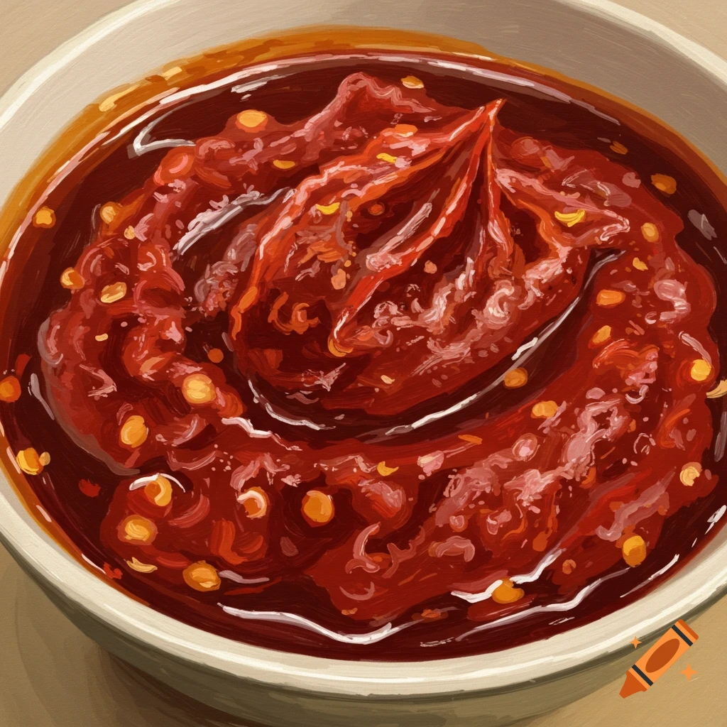 A bowl of red chili paste.