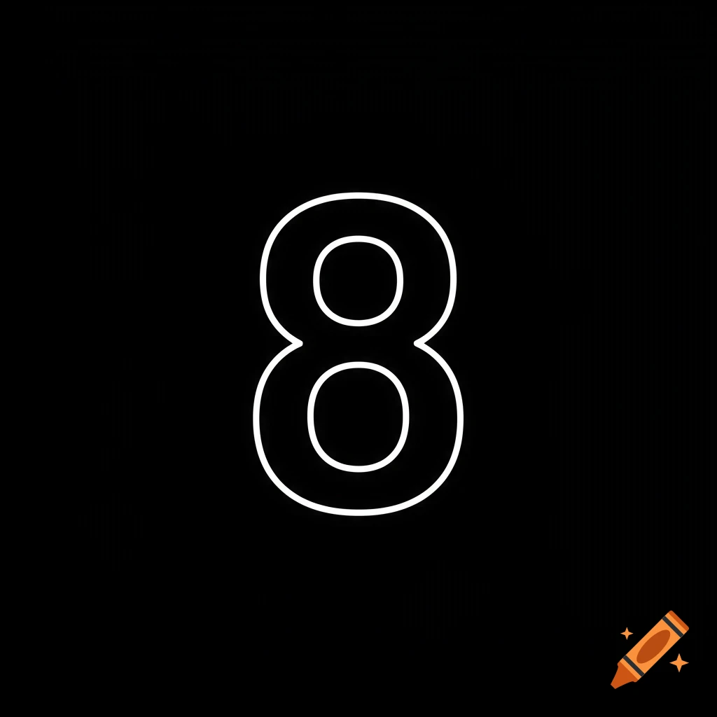 A white outline of the number 8 on a black background.