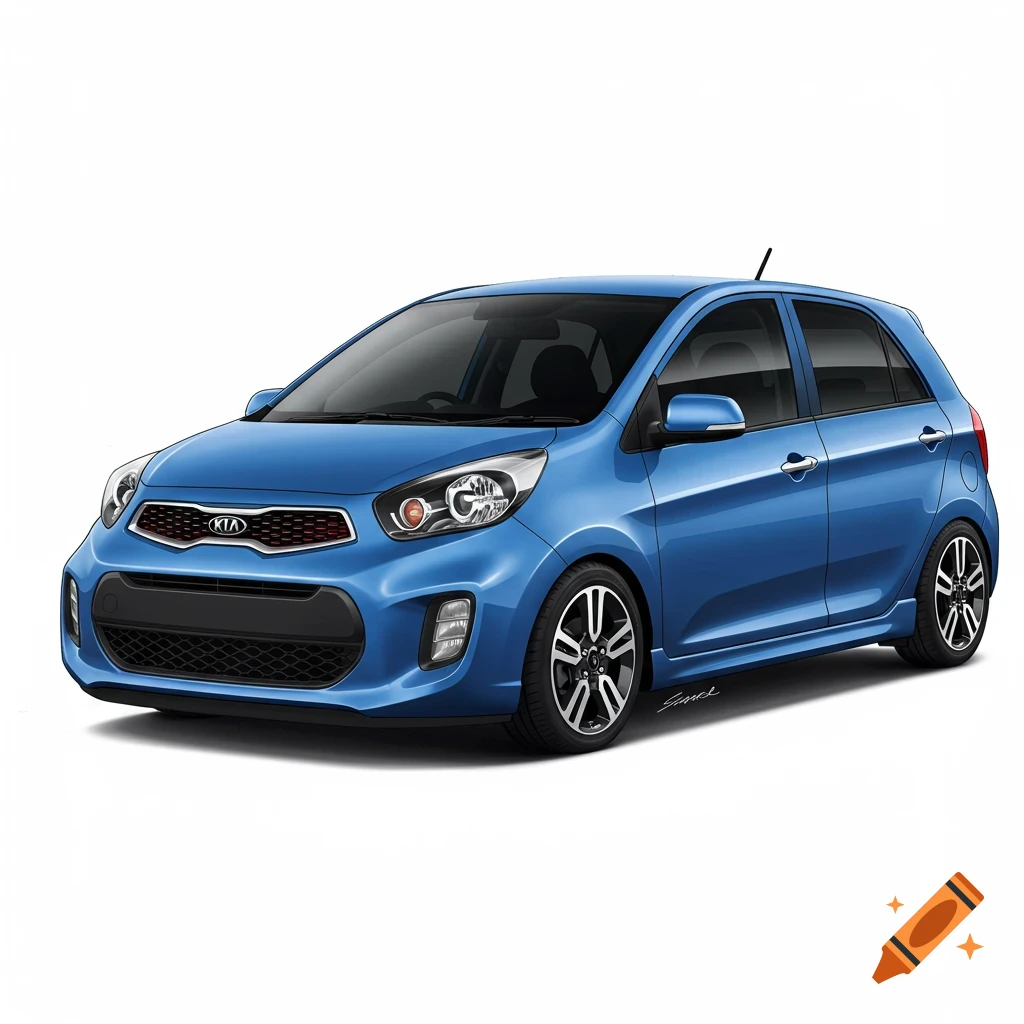 A blue Kia Picanto hatchback