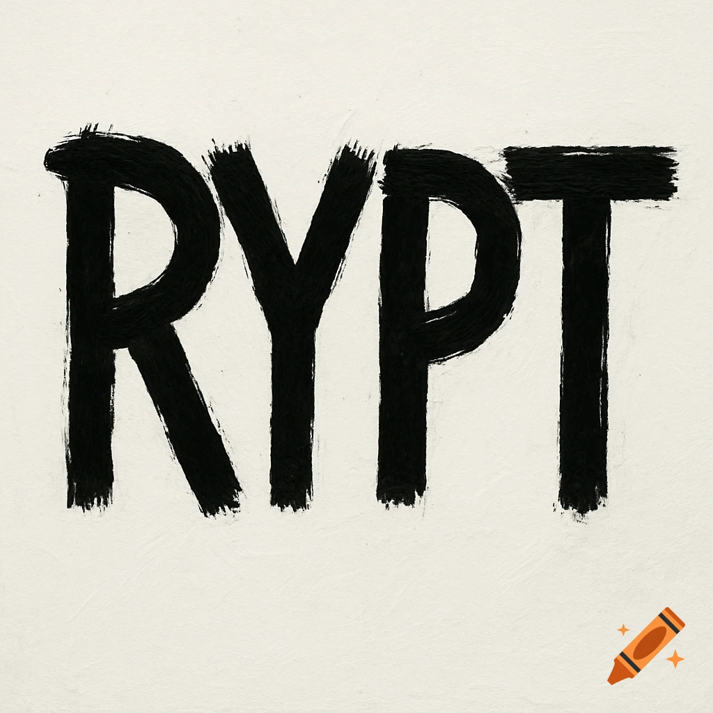 The word RYPT in black brush strokes on a white background.