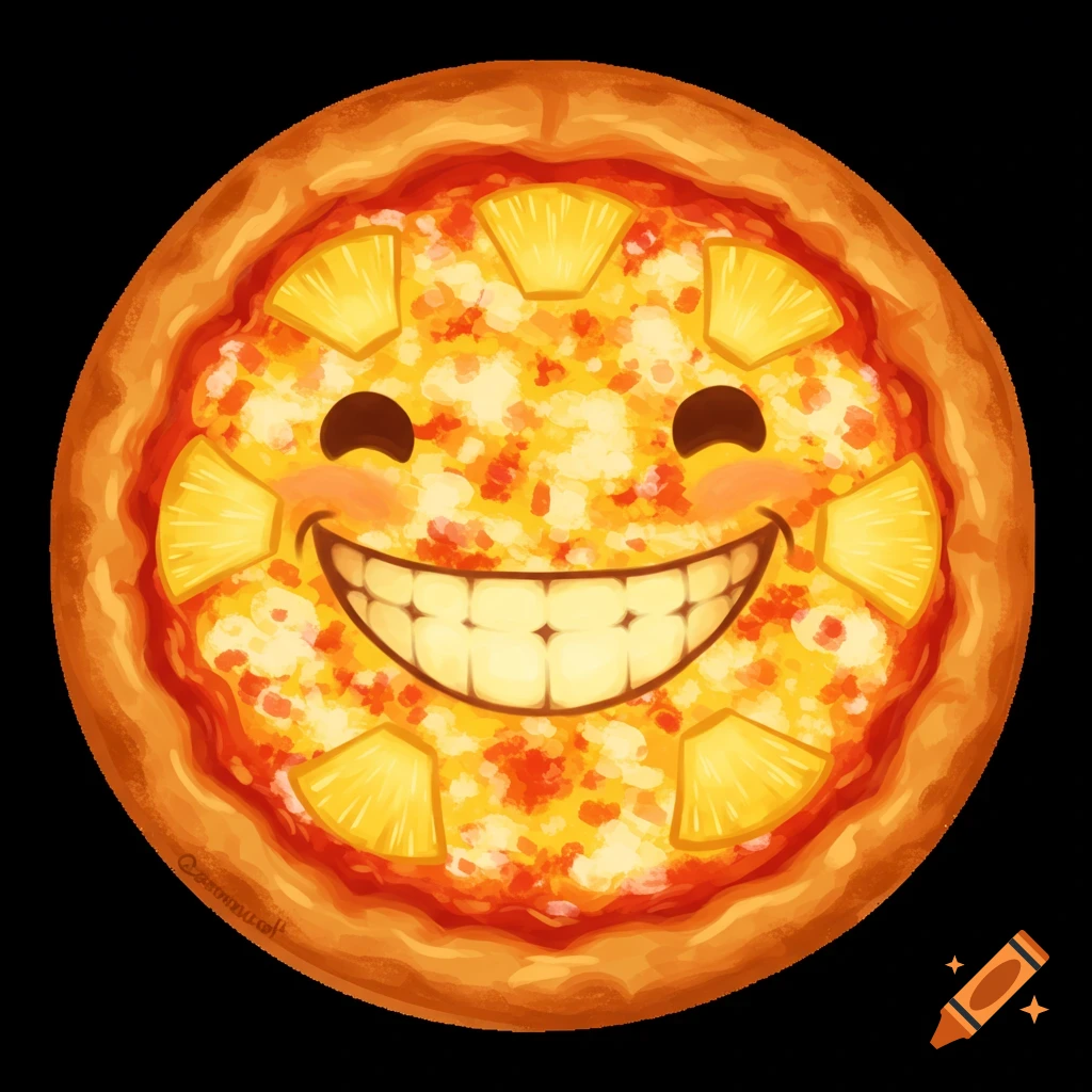 Smiling pineapple pizza