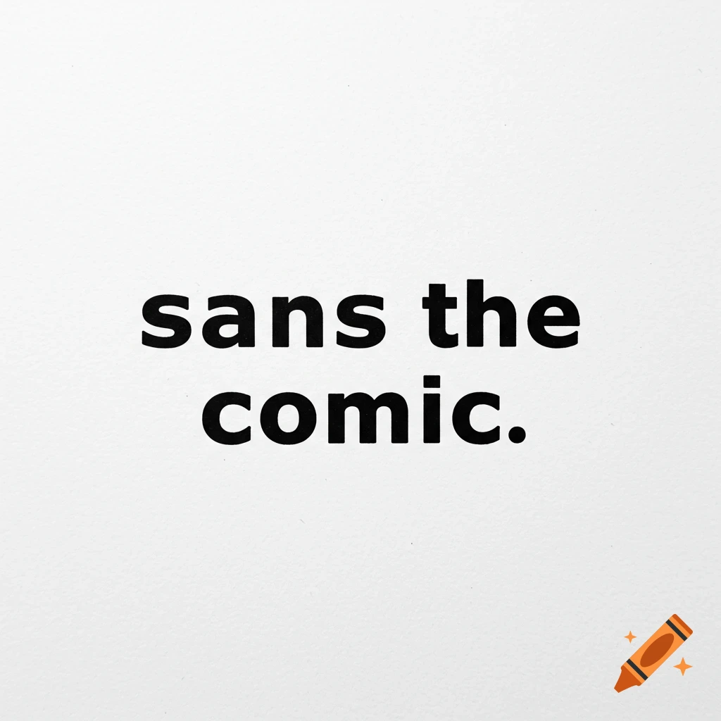 Black text reads 'sans the comic.' on a white background.