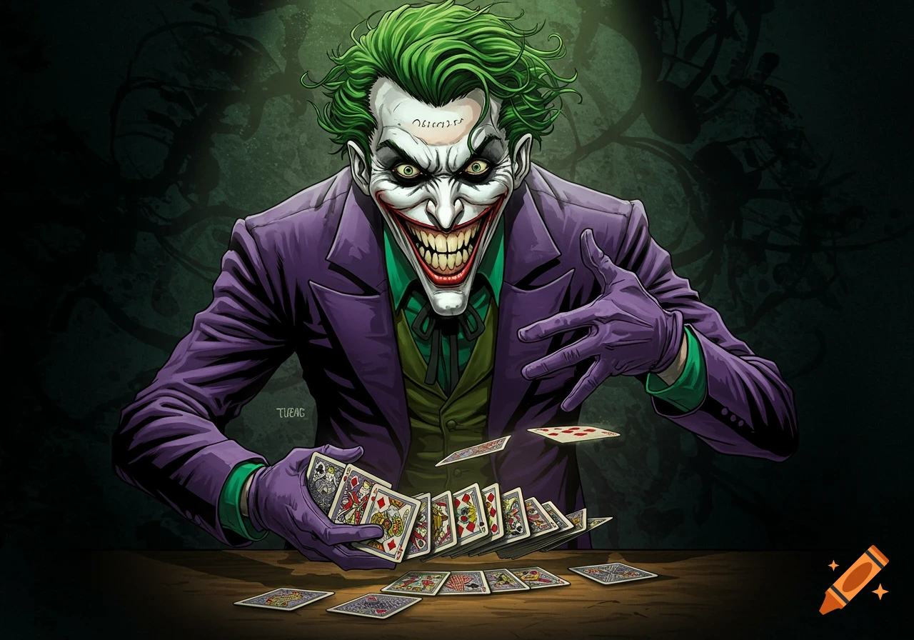 The Joker shuffling playing cards