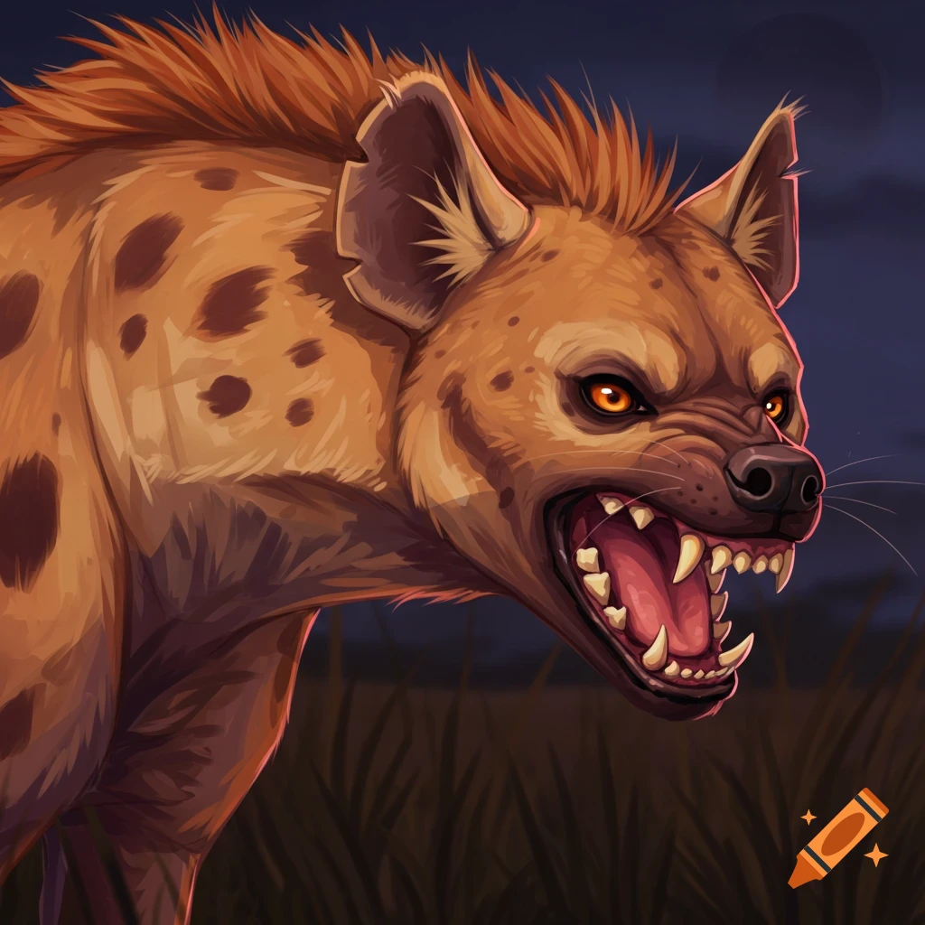 A snarling hyena.