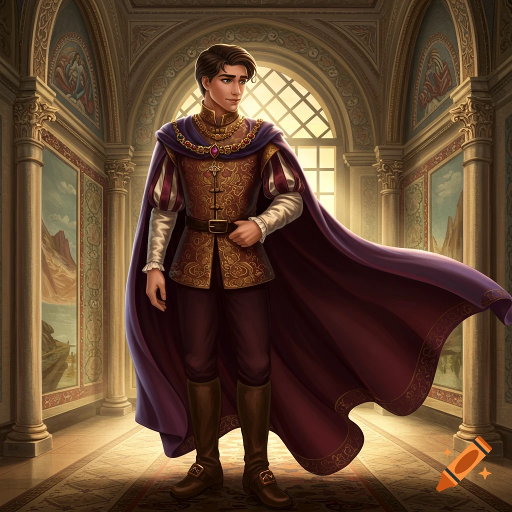 A young prince in a Renaissance palace.