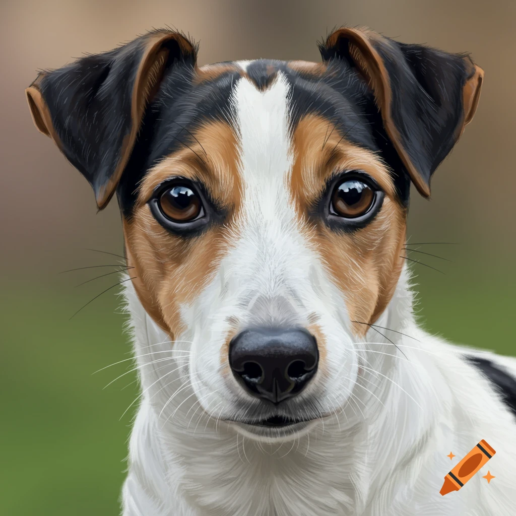 Close up of a Jack Russell Terrier face.