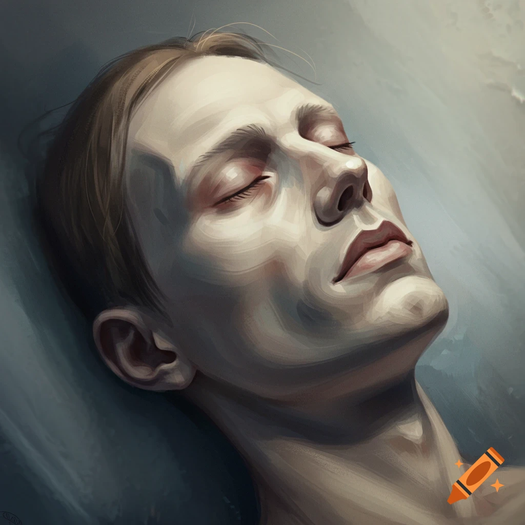 Close-up portrait of a person with eyes closed.