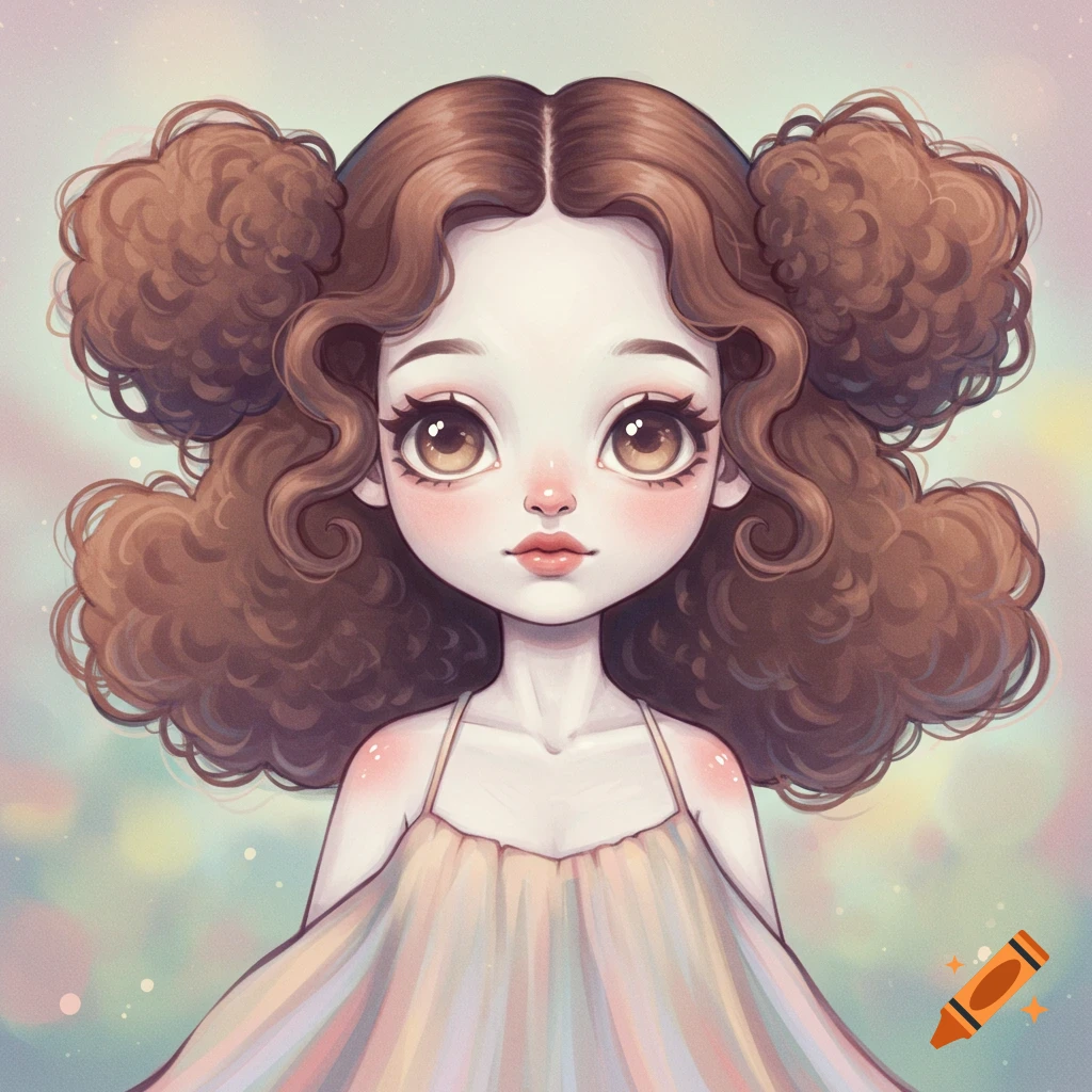 A cute girl with fluffy brown hair