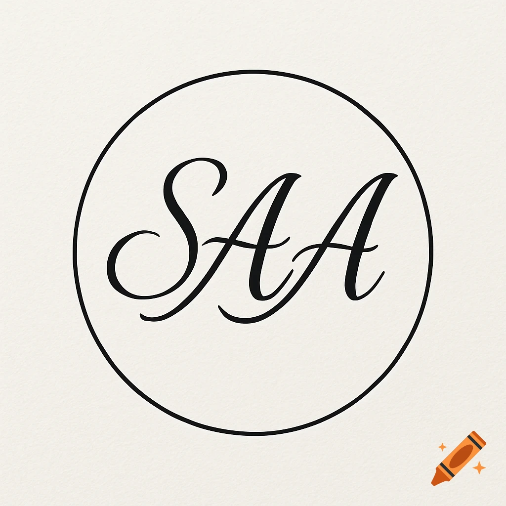 Black script monogram SAA inside a black circle on a light background.