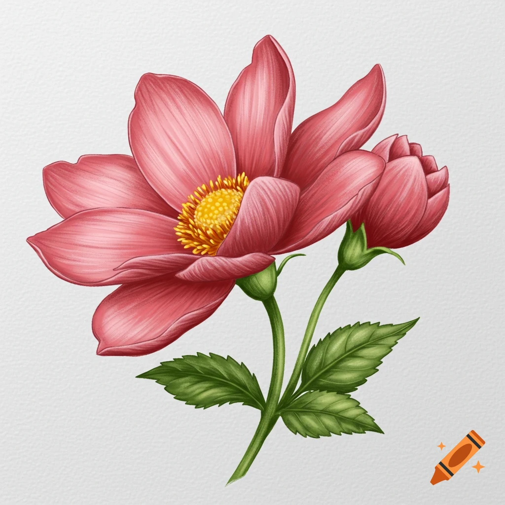 A pink flower and bud.