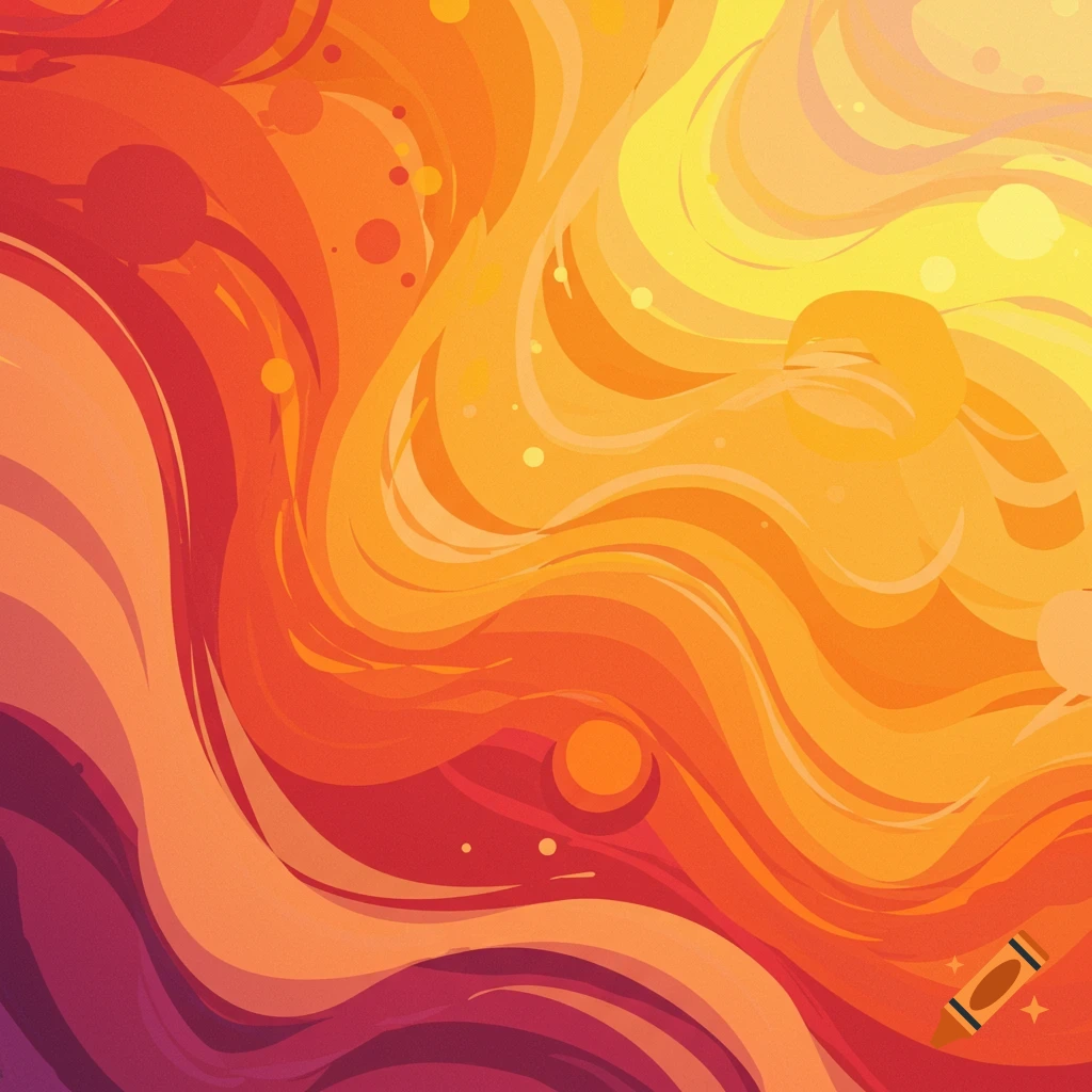 Abstract swirls and circles in warm orange, red, and yellow tones.