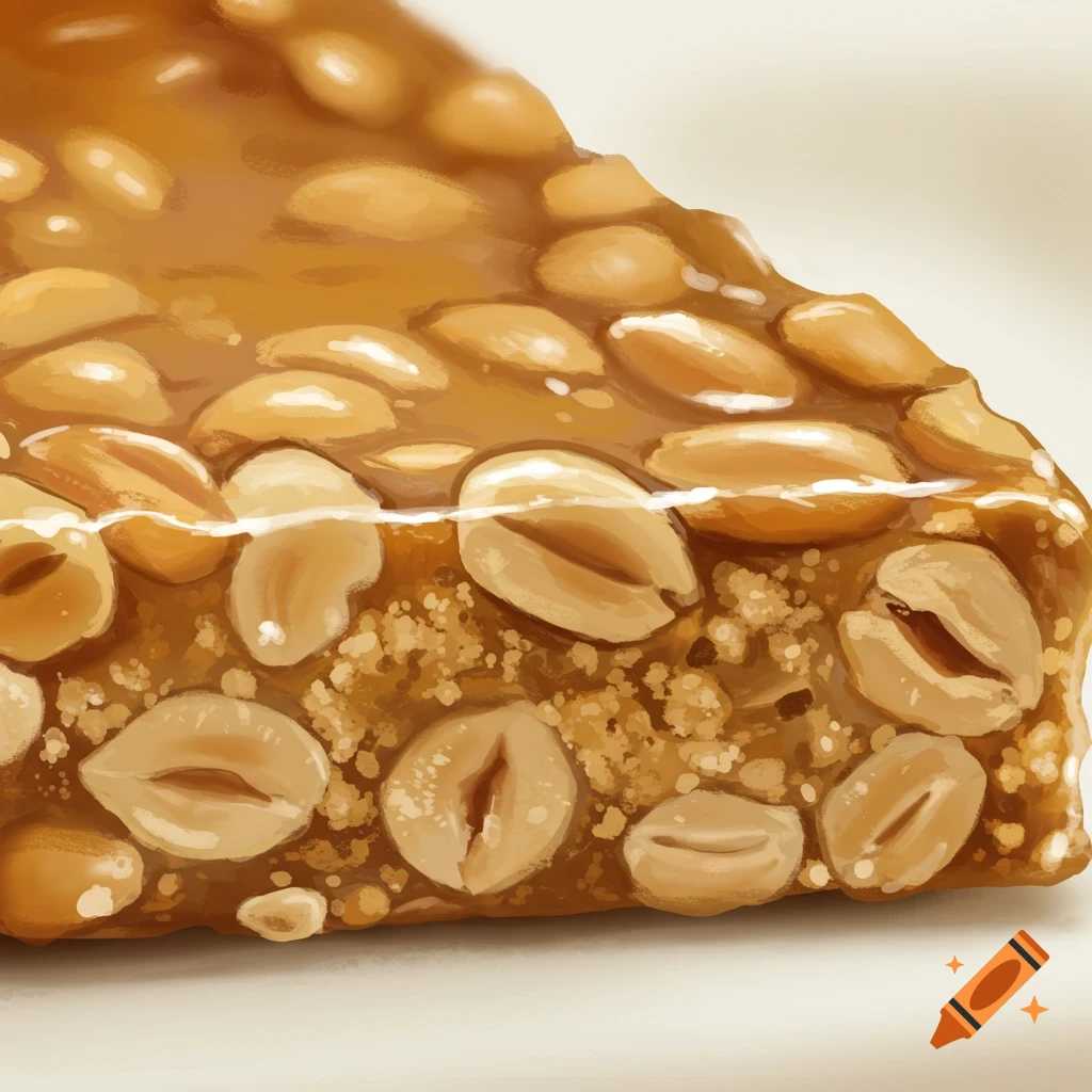 Close-up of peanut brittle or turron candy.