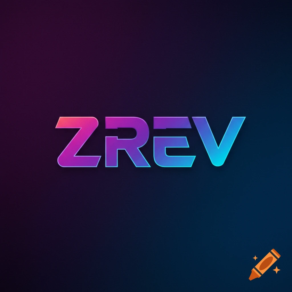Stylized purple to blue gradient text 'ZREV' on a dark background.
