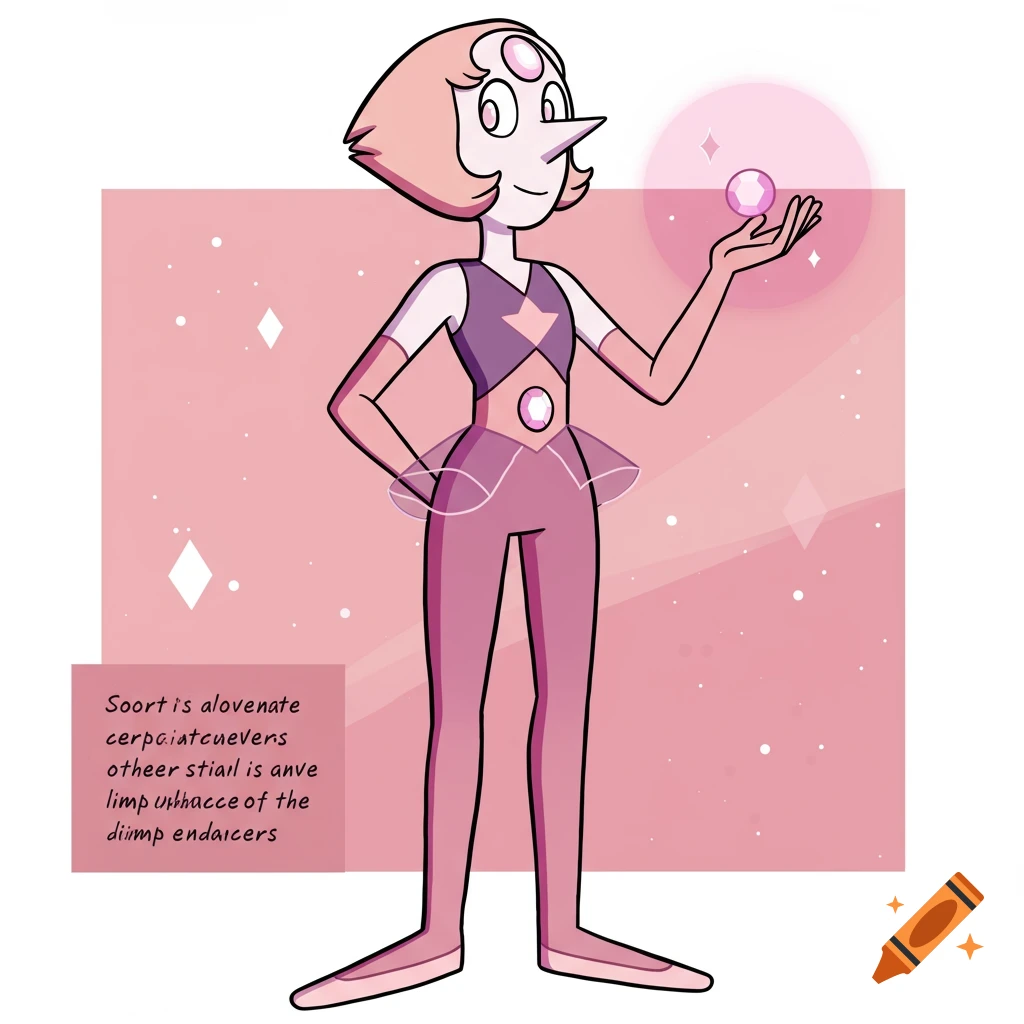 Cartoon character like Pearl from Steven Universe holding a pink orb