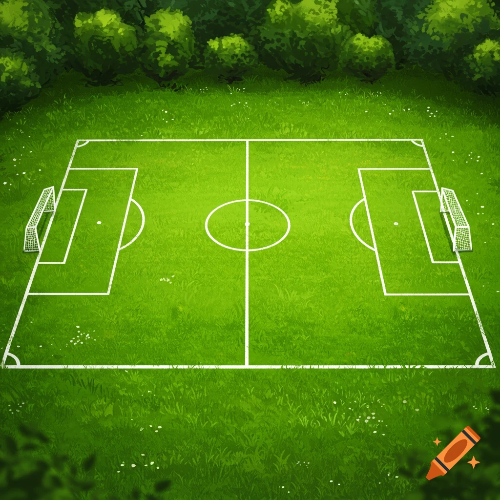 A soccer field seen from above.