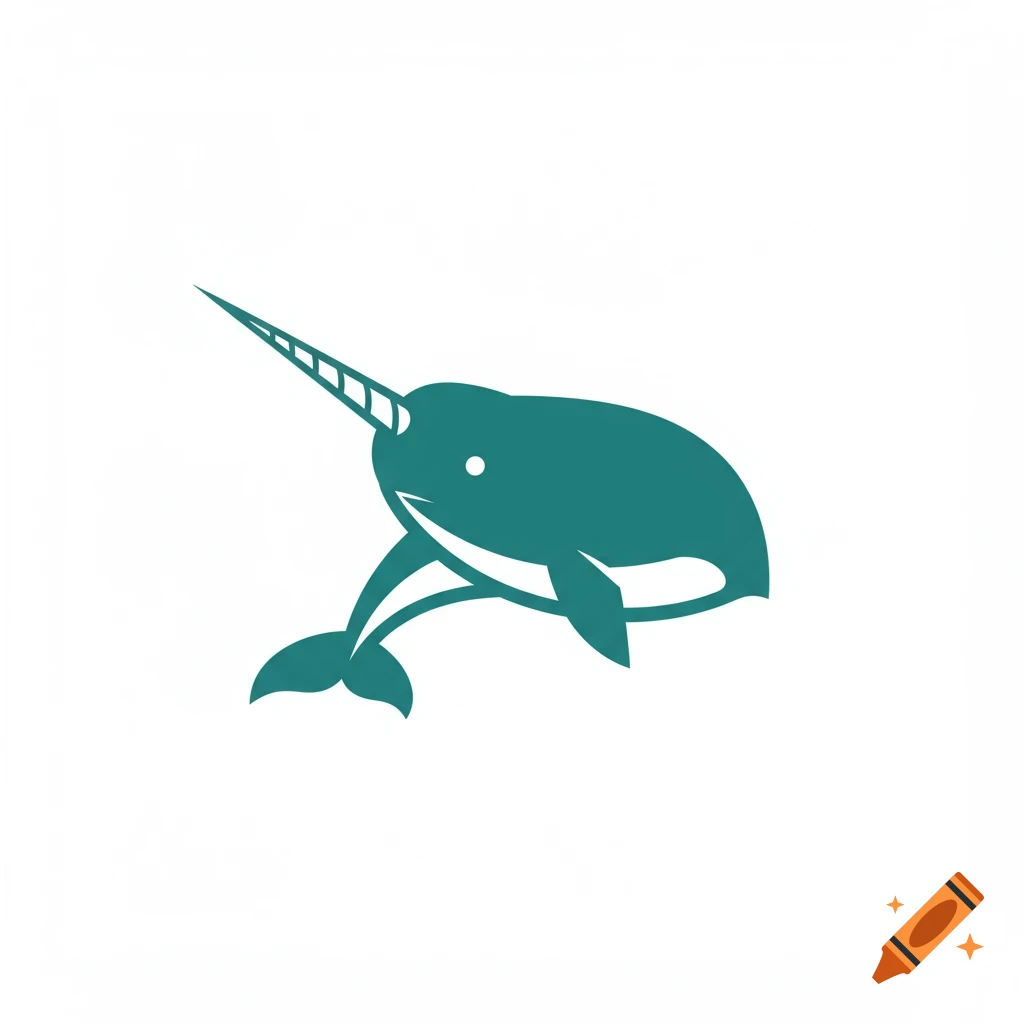 A stylized teal narwhal logo on a white background.