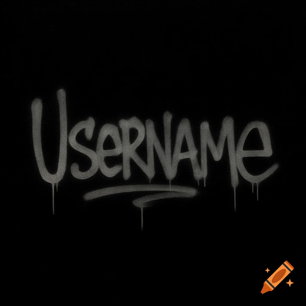 Username written in white graffiti spray paint on a black background.