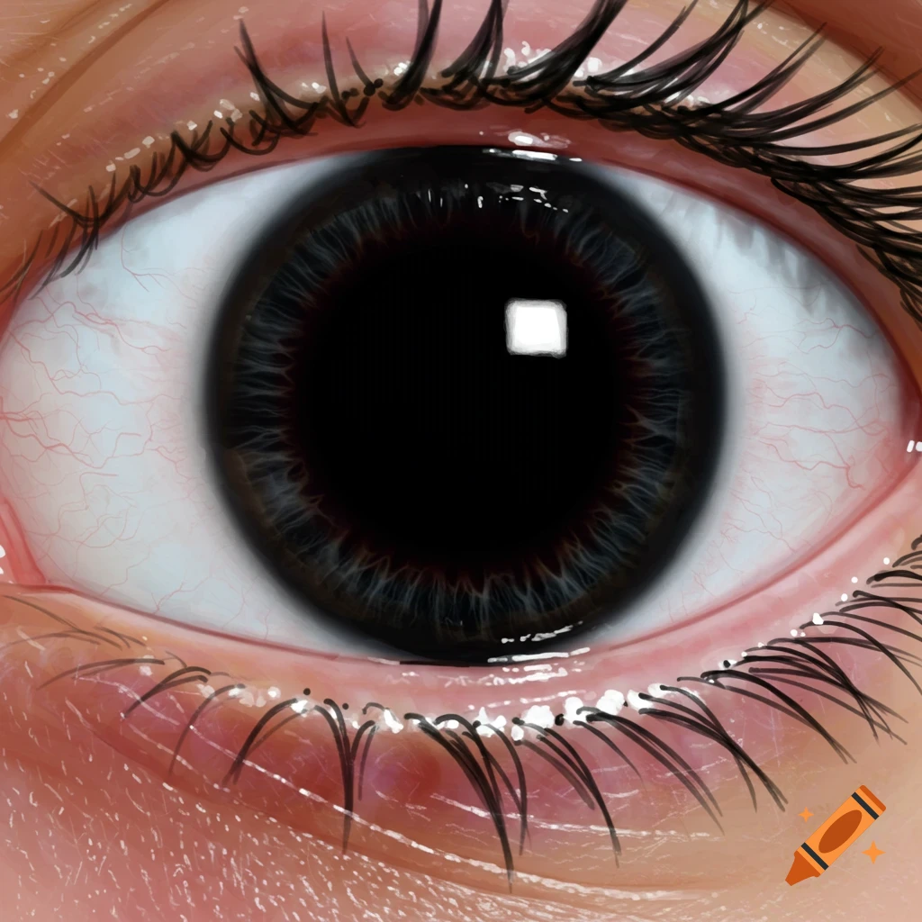Close-up of a human eye with a large, black pupil representing a void.