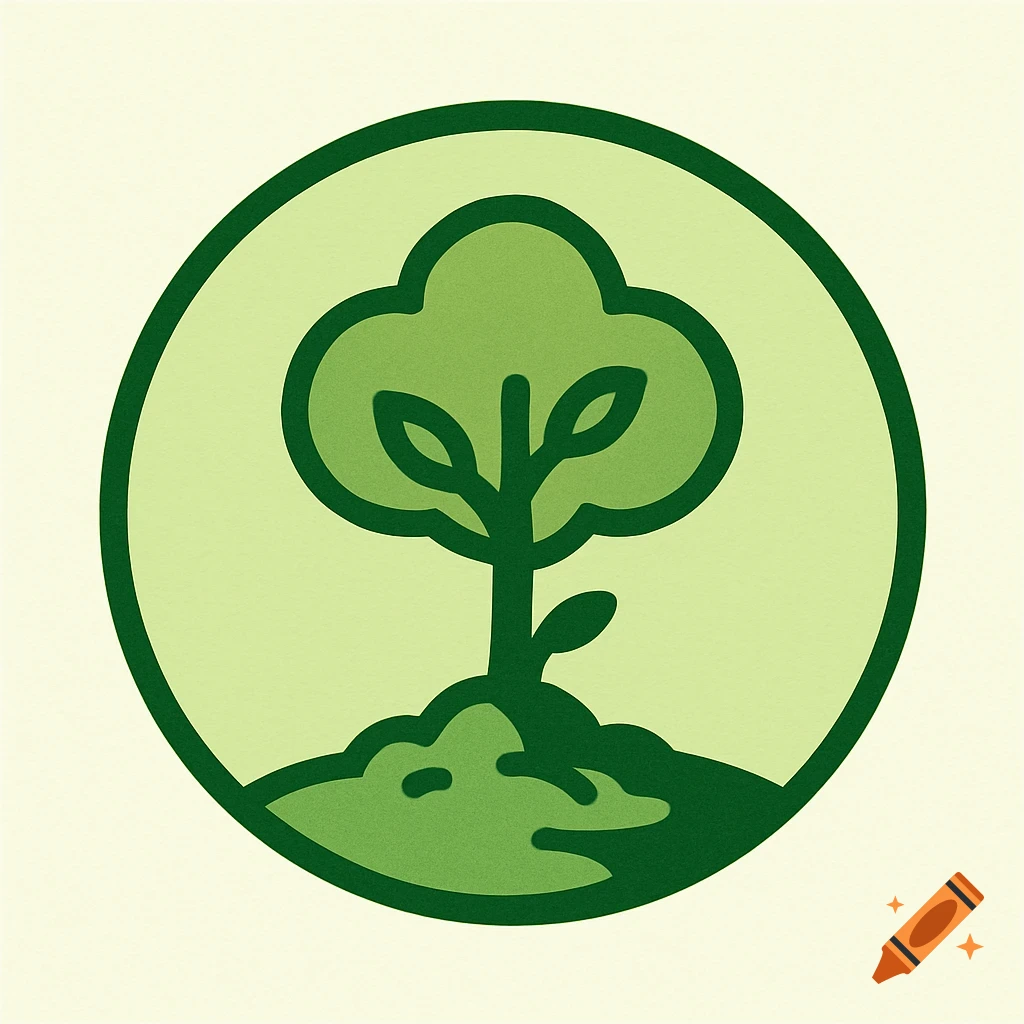 A simple cartoon logo of a two-tone green tree sprouting from the ground inside a light green circle.