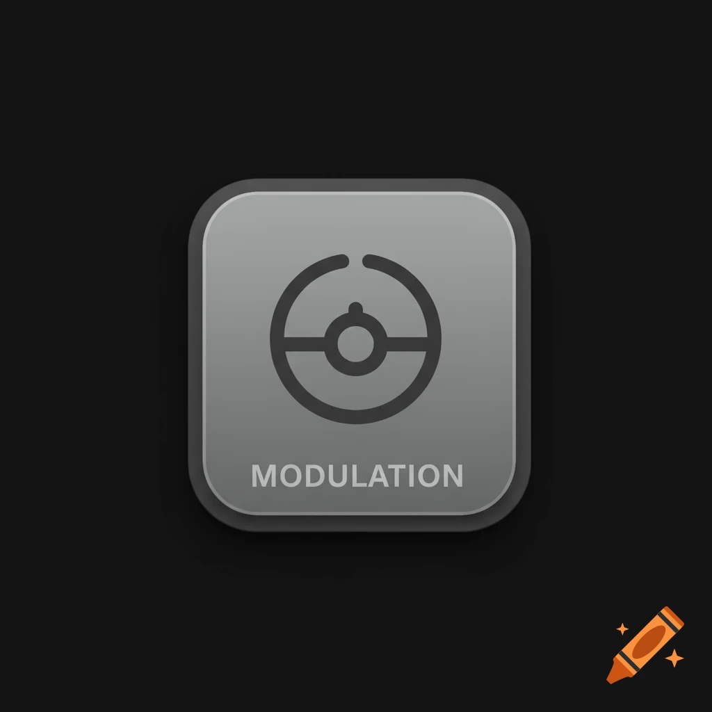 Minimalist digital art icon with a circular symbol and the word MODULATION.