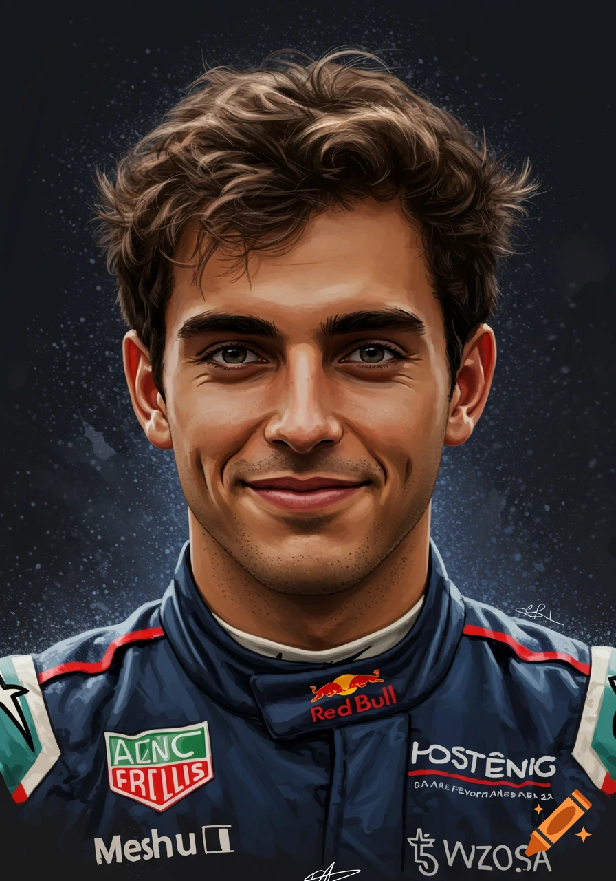 Portrait of an F1 race car driver in a suit.