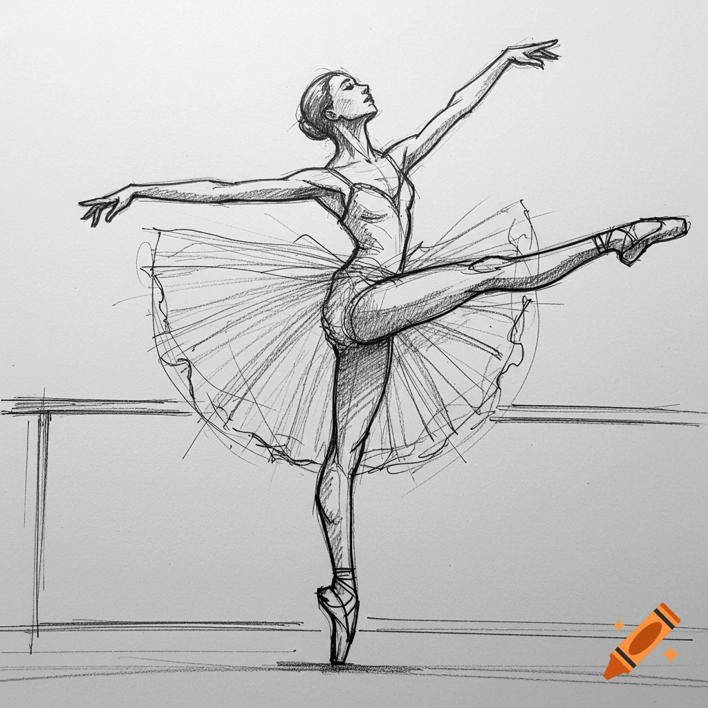 Pencil sketch of a ballet dancer in a pose