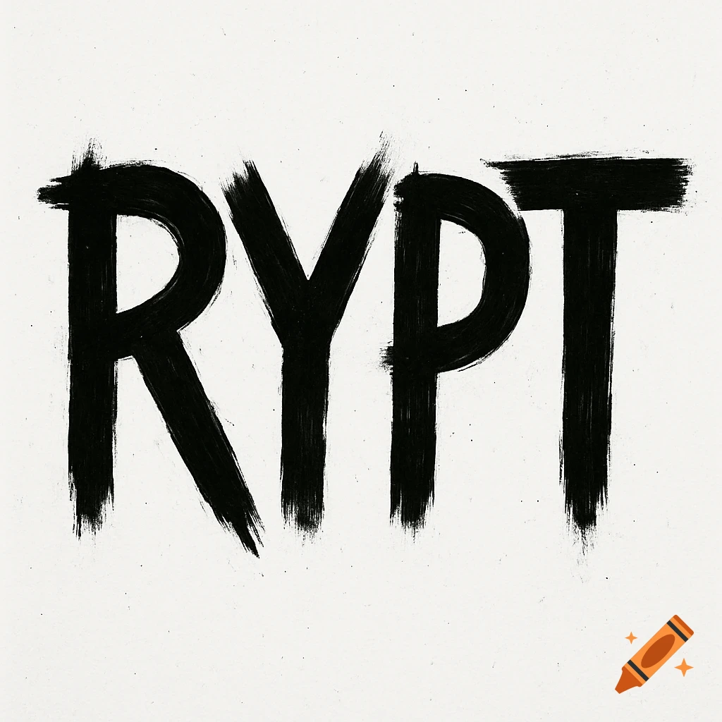 The word RYPT in bold black brushstroke letters on a white background.