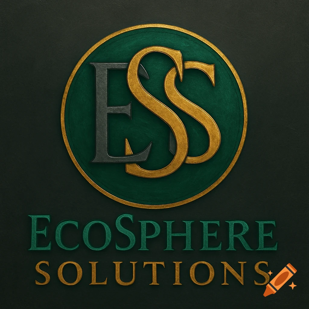 Logo with overlapping gold and grey ESS on a green circle, above the text EcoSphere Solutions
