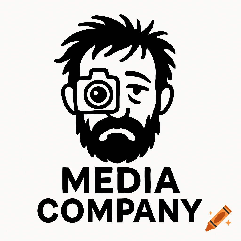 Black and white logo of a disheveled man's face with a camera for one eye, with the text "MEDIA COMPANY" below.