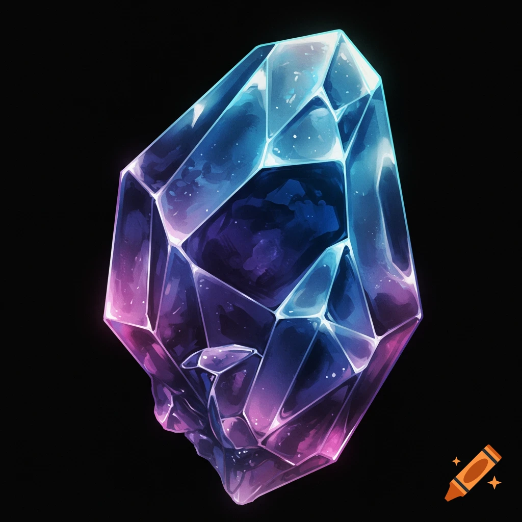 A large blue and purple crystal stone sits on a black background.