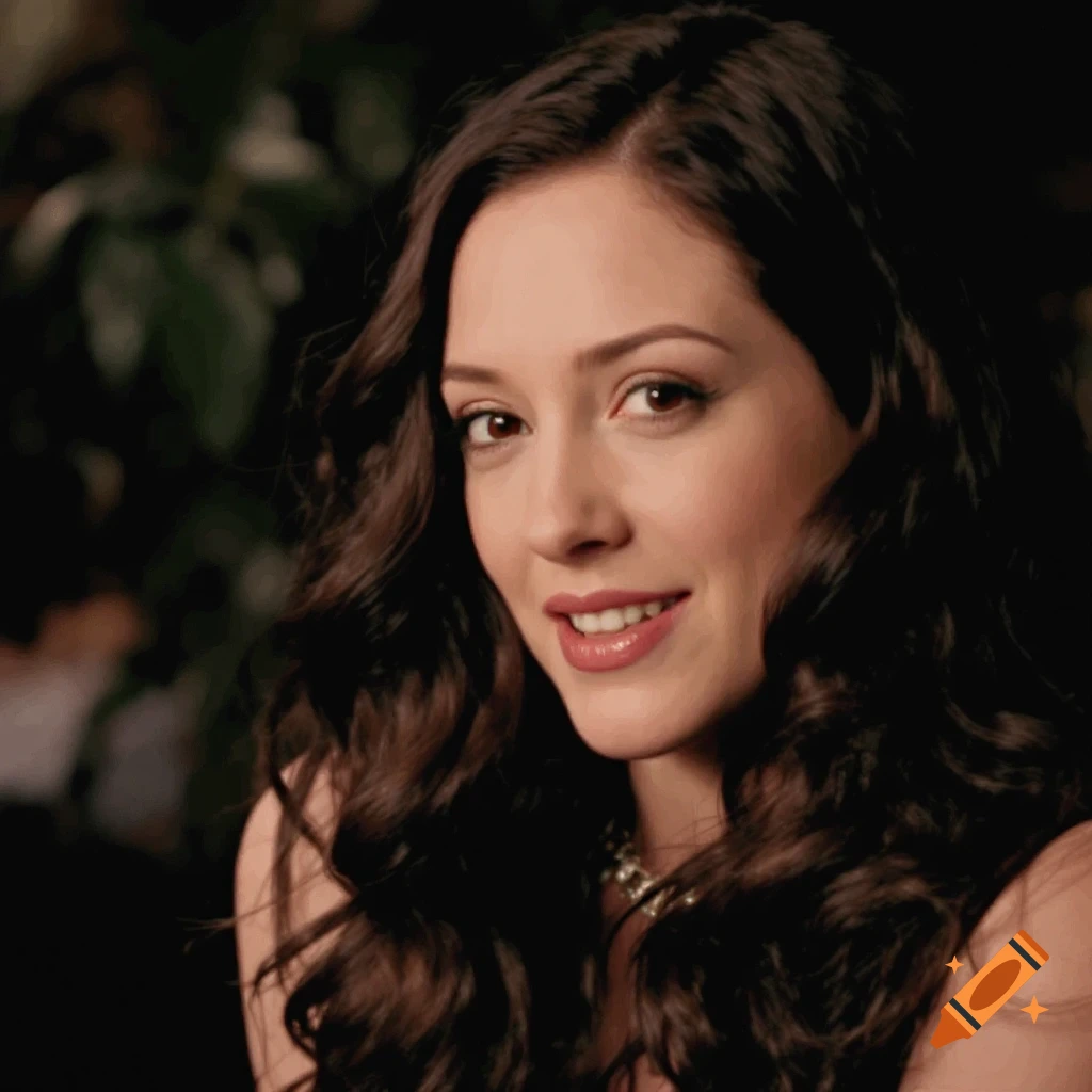 A close-up portrait of a smiling woman with long dark wavy hair.