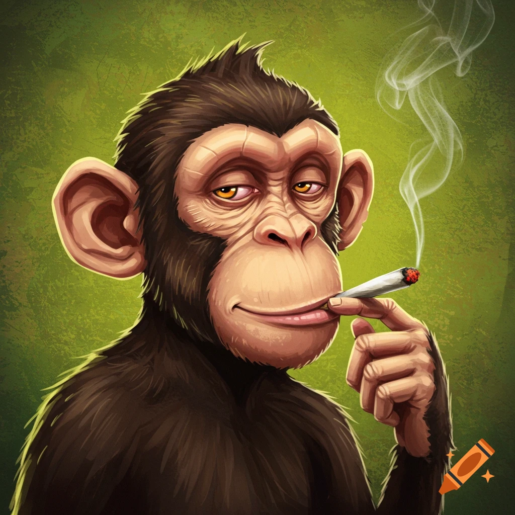 Painting of a monkey smoking