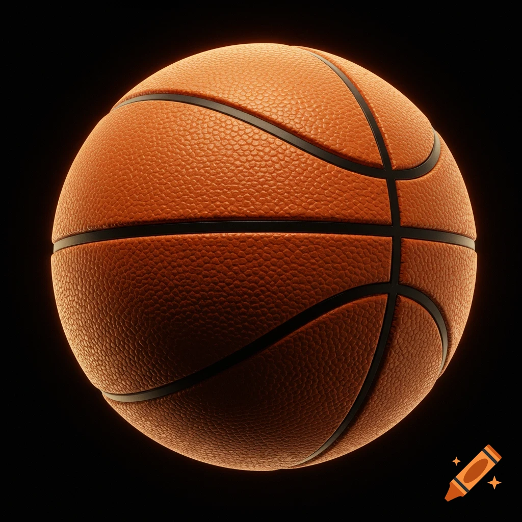 A close-up shot of an orange basketball with black lines.