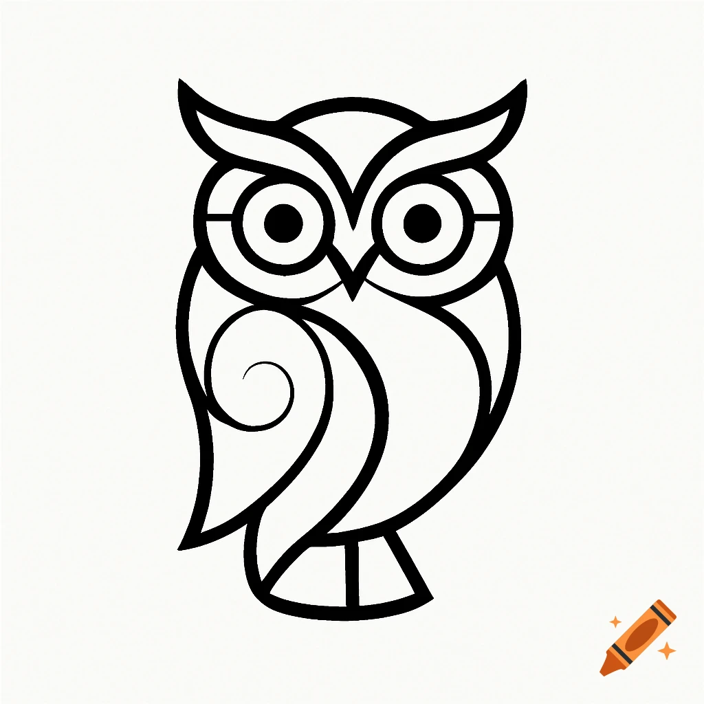 Minimalist geometric black and white logo design of an owl on craiyon