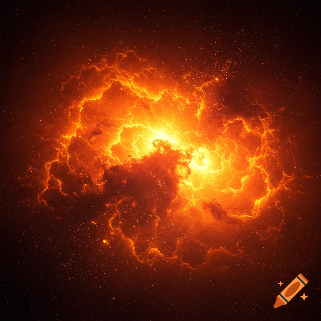 A fiery nebula in space.