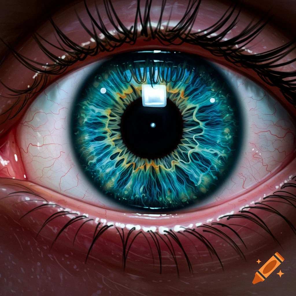 Close-up of a detailed blue human eye