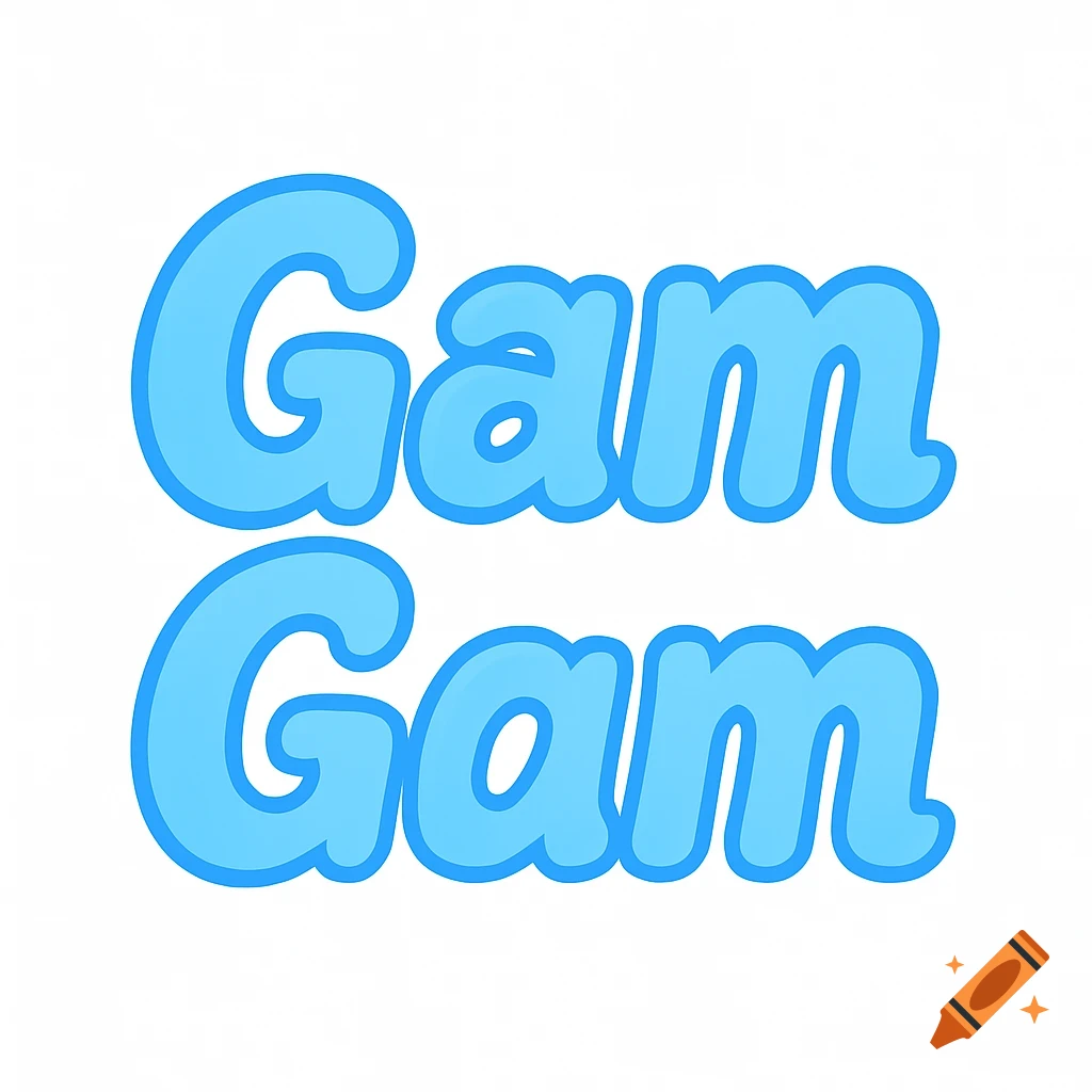 A blue logo displaying the text Gam Gam.