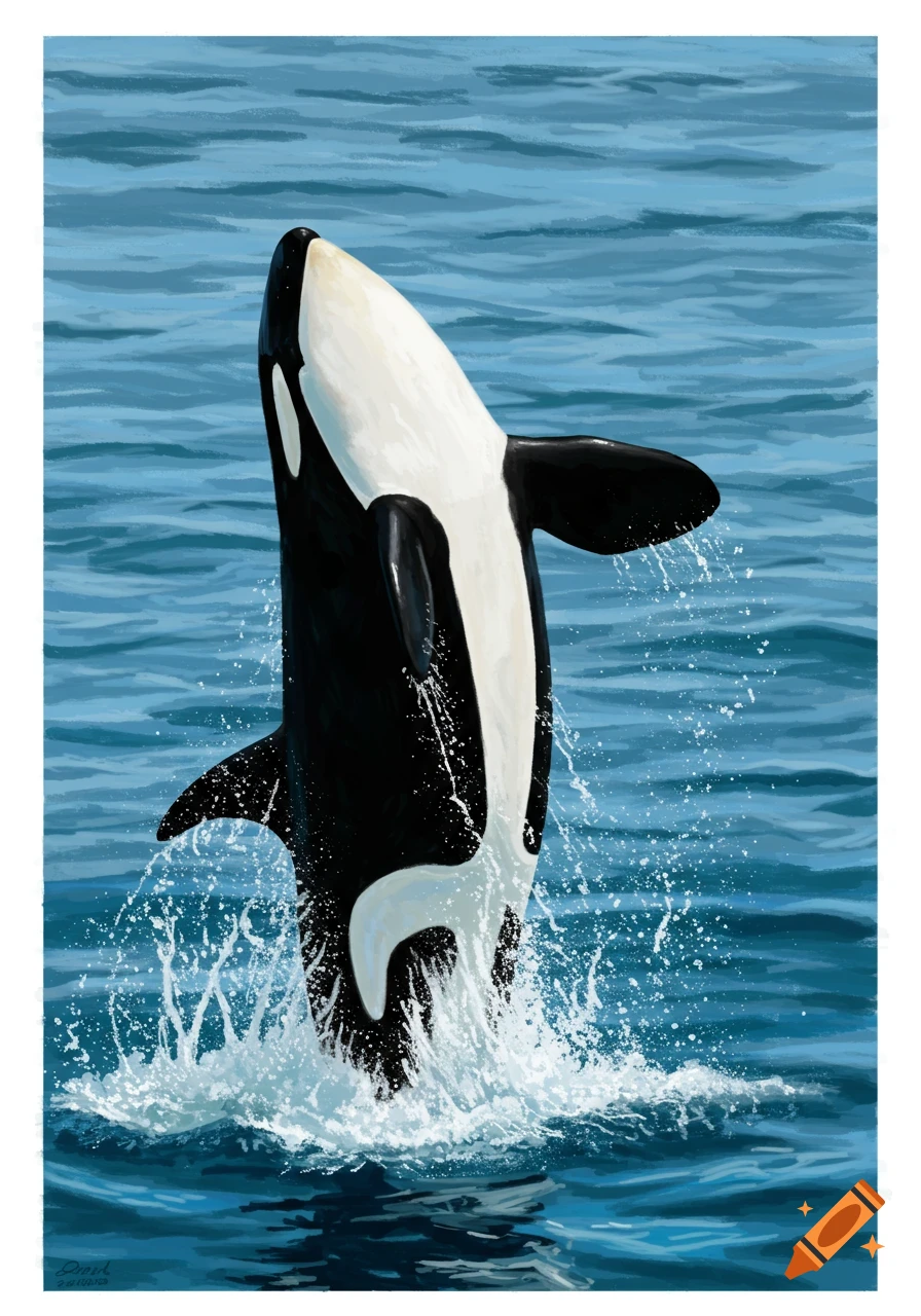 An orca breaching the ocean surface