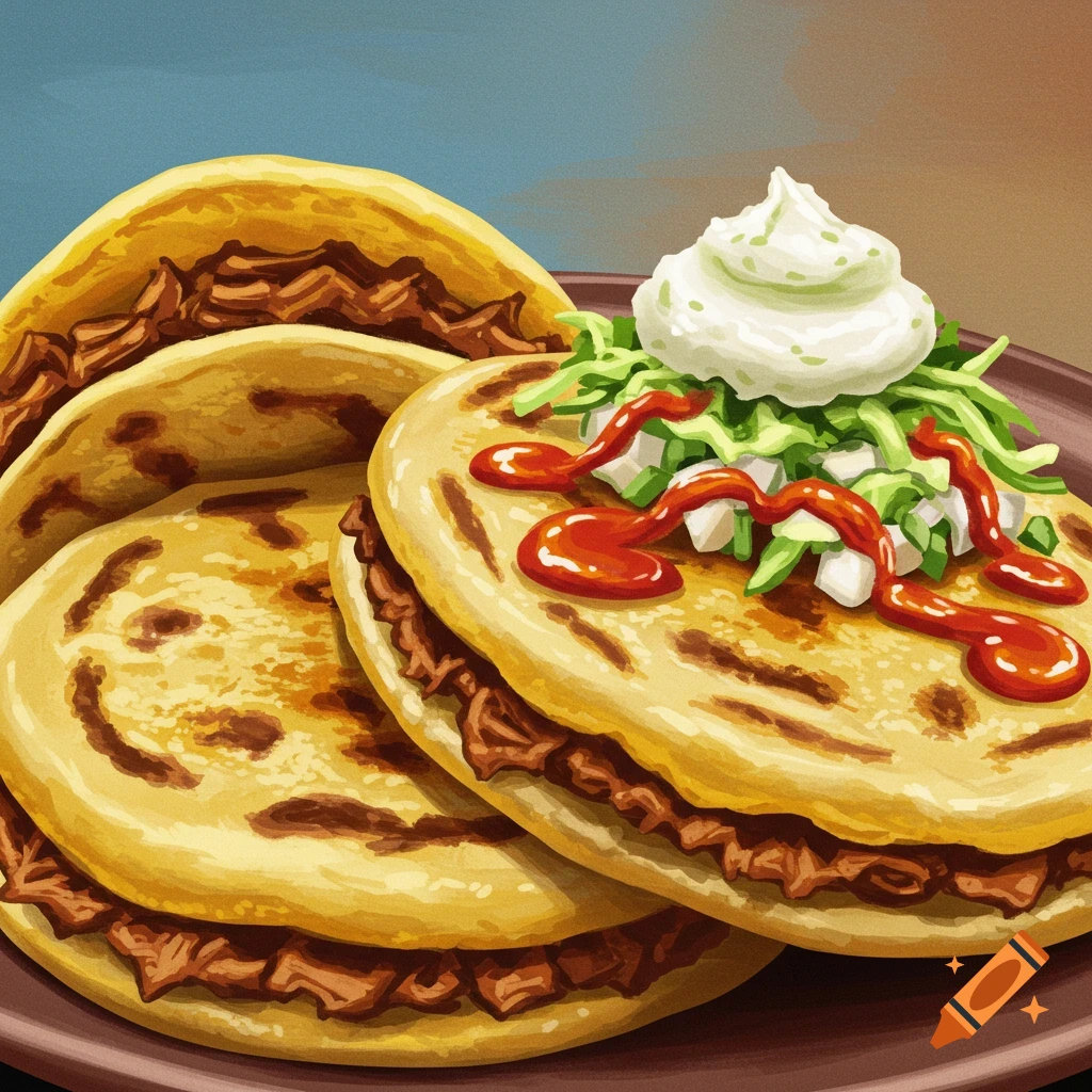Pupusas on a brown plate.